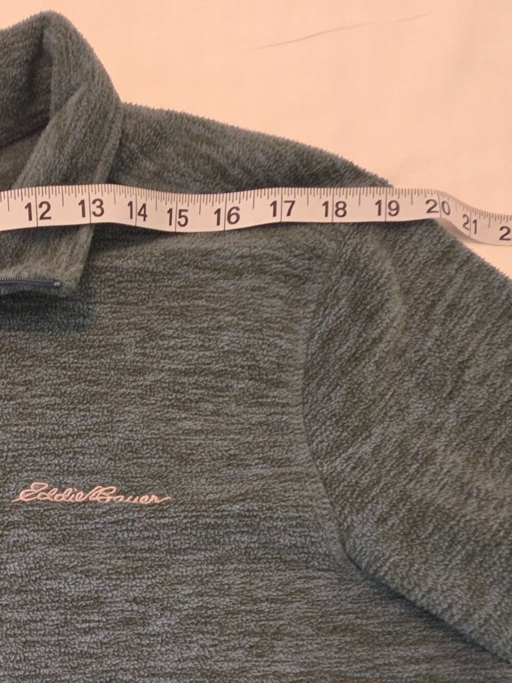 Eddie Bauer Quarter Zip Collared Men's Green & Blue Sweater, Size Medium - Picture 3 of 8